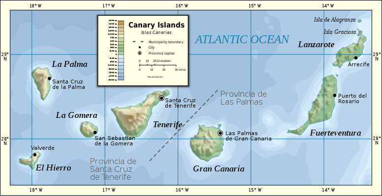 The Canary Islands map
